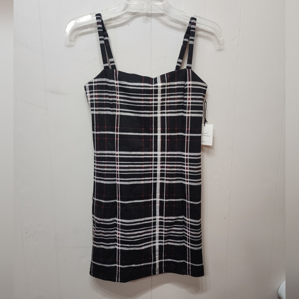 NWT Forever‎ 21 Dress Small Black White Checkered Mini Skirt Plaid Casual C461